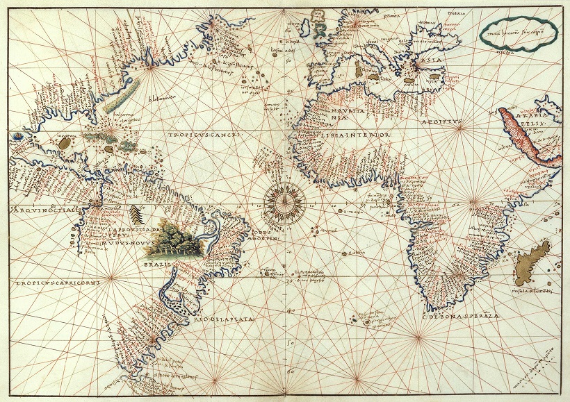 Carte de l'Océane Atlantique de Battista Agnese, de 1544.